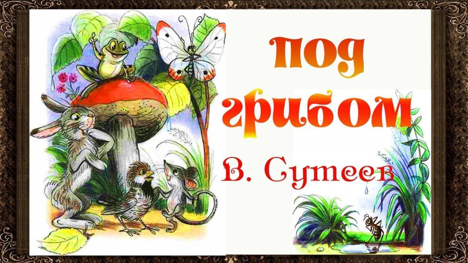 Иллюстрации к сказке под грибом. Сутеев под грибом иллюстрации. Иллюстрации к сказке Сутеева под грибом. Сутеев грибок Теремок.