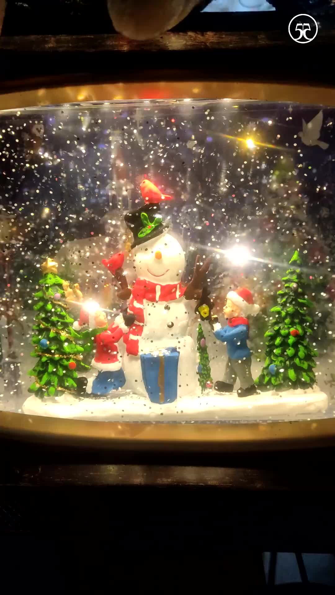 ПЯТЁРКА.РУ | 🎅 Новогодний стеклянный шар со Снеговиком, детьми и снегом ...