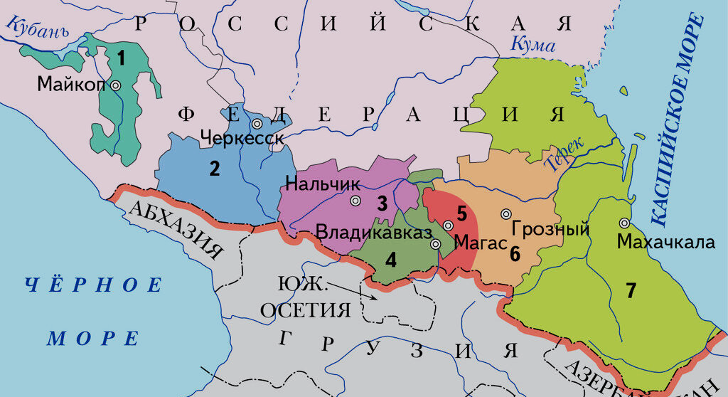 Армения это россия или. Республики Северного Кавказа на карте. Карта Северного Кавказа с границами республик. Северный Кавказ на карте России. Границы республик Северного Кавказа.