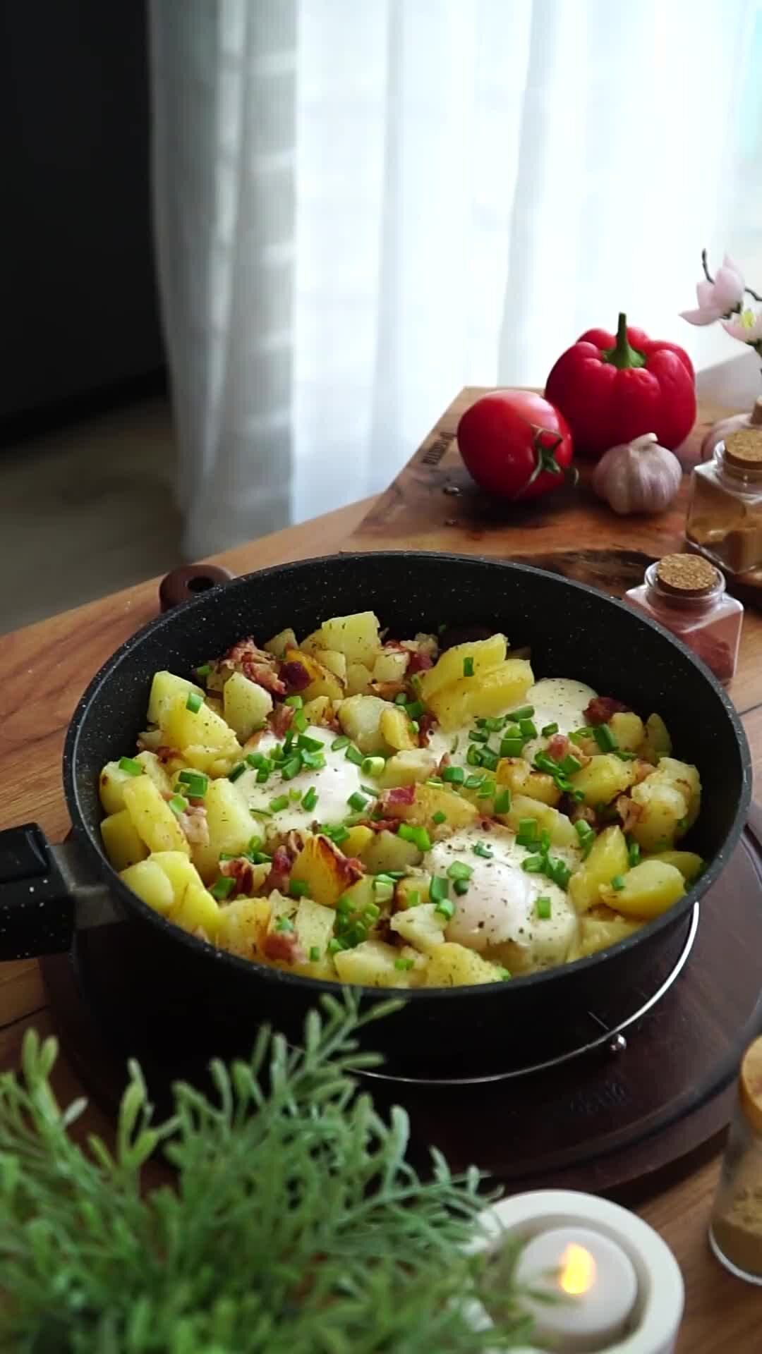 Кулинарный путь | Пальчики оближешь! Жареная картошка с яйцами беконом |  Дзен