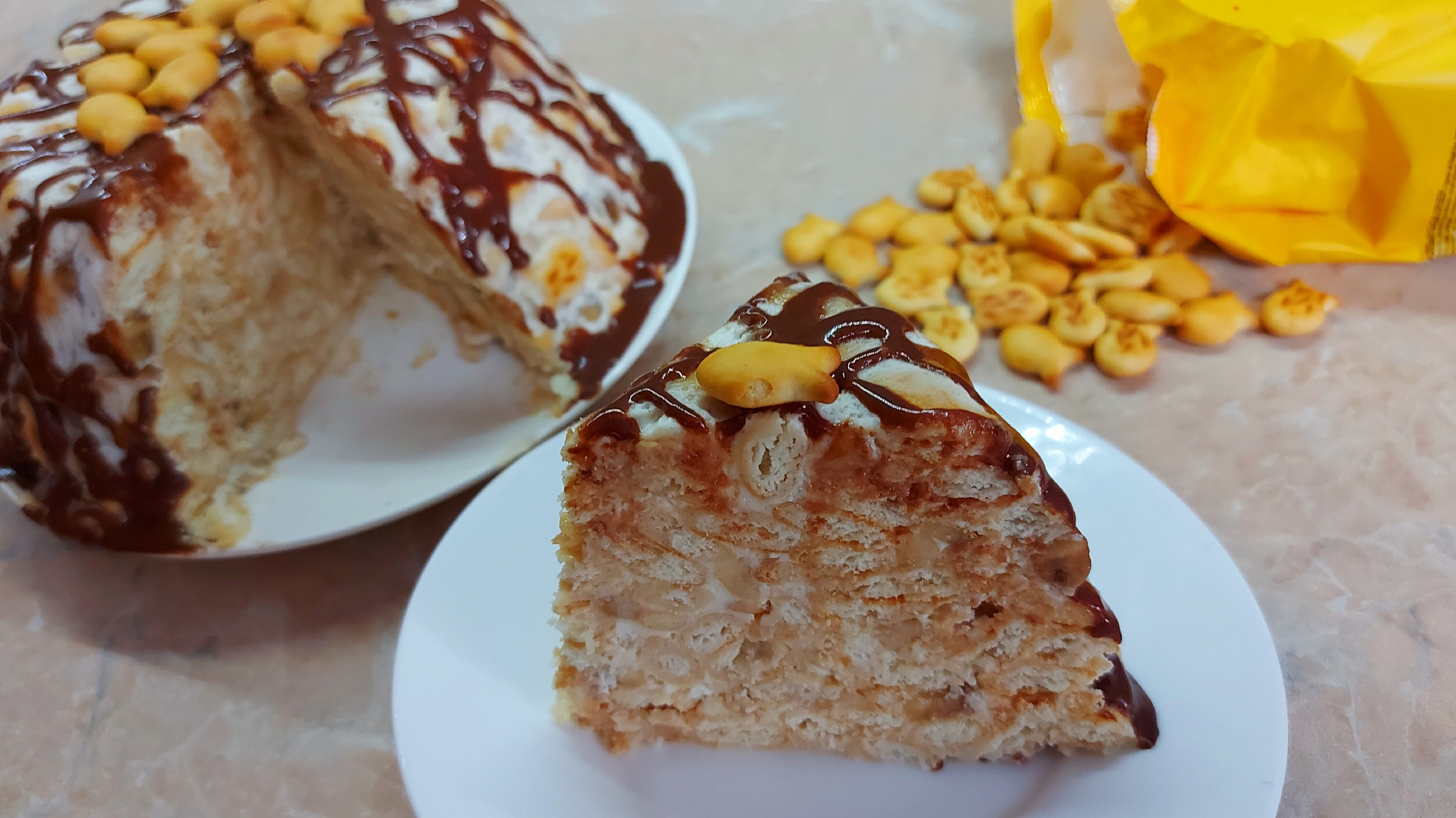 Торт из печенья рыбки