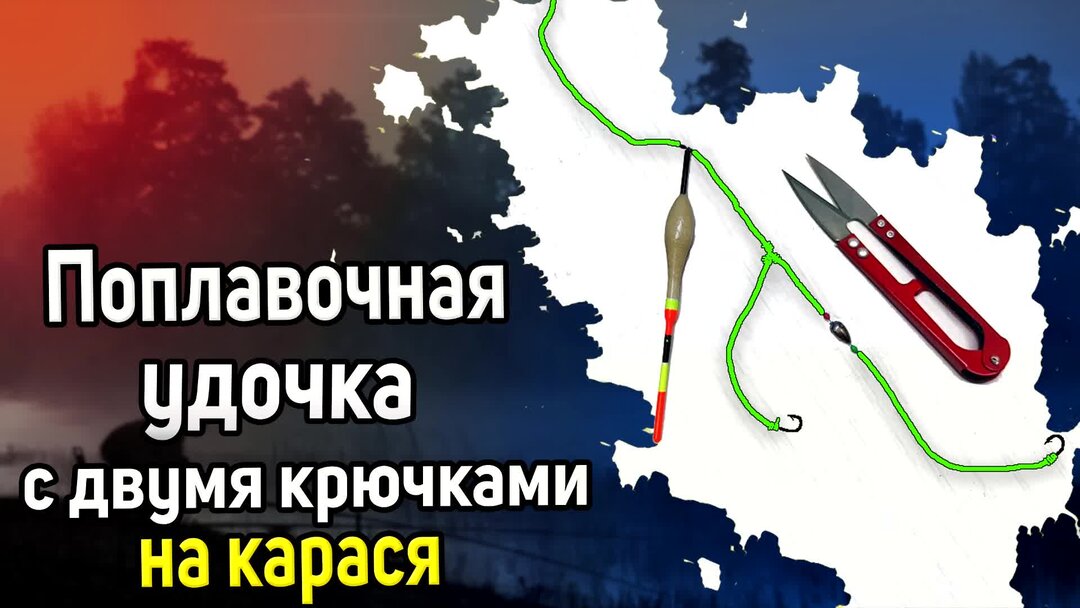 Поплавочная удочка с двумя крючками на карася. Снасть для ловли карася ...