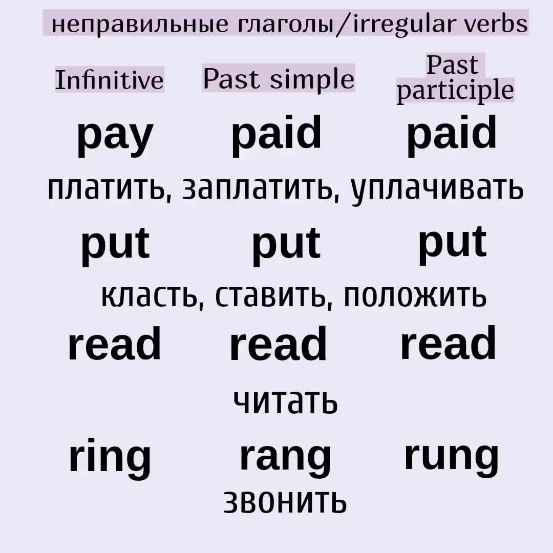 Put paid to. Три формы глагола pay. Pay 3 формы глагола. Неправильные глаголы pay put read с переводом.