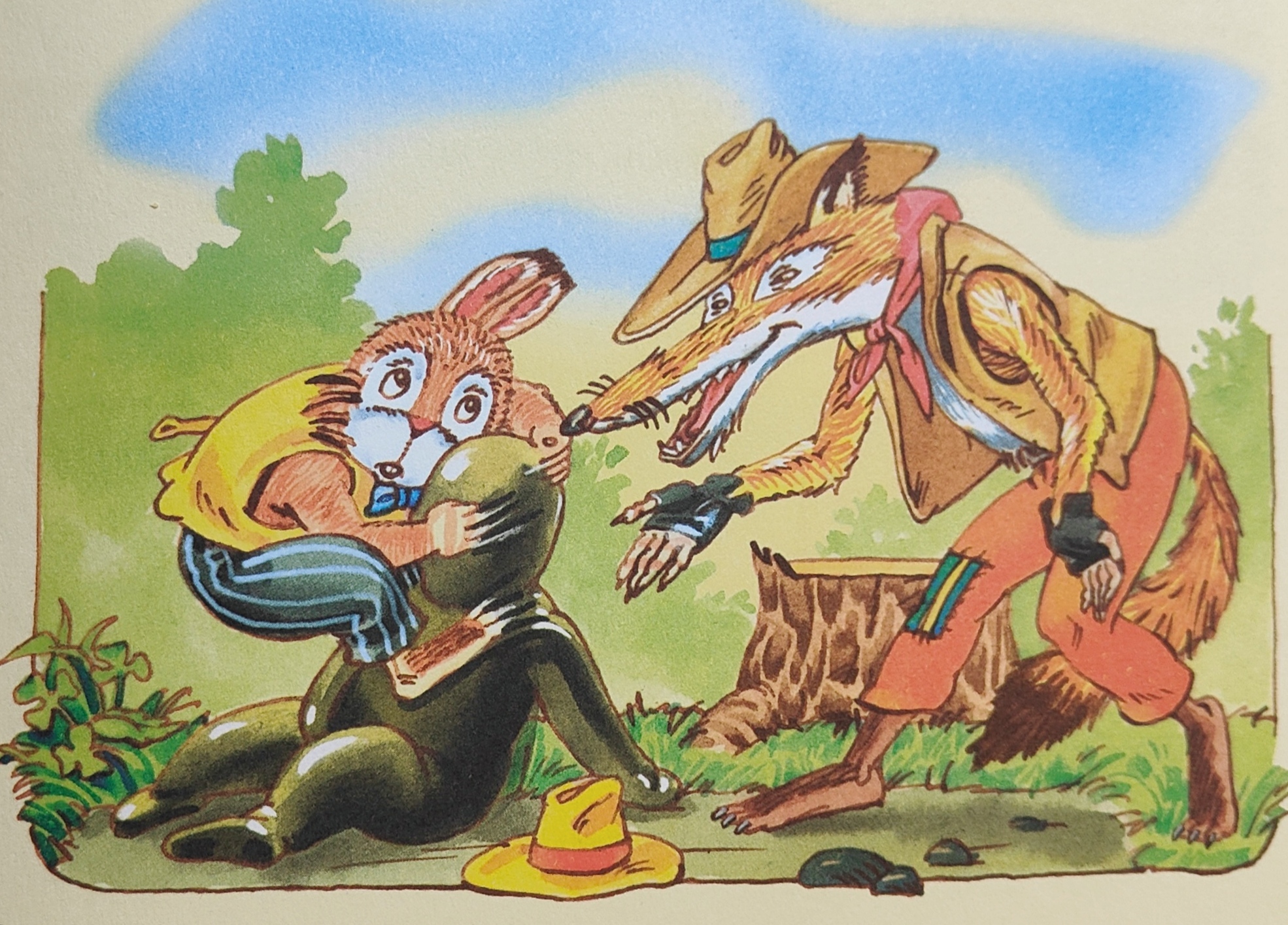 Французская сказка волк улитка и осы. Два жирафа братец кролик братец Лис. Братец Лис и братец кролик рисунок.