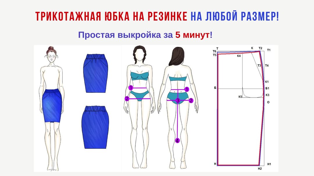 Выкройка юбки из футера на резинке