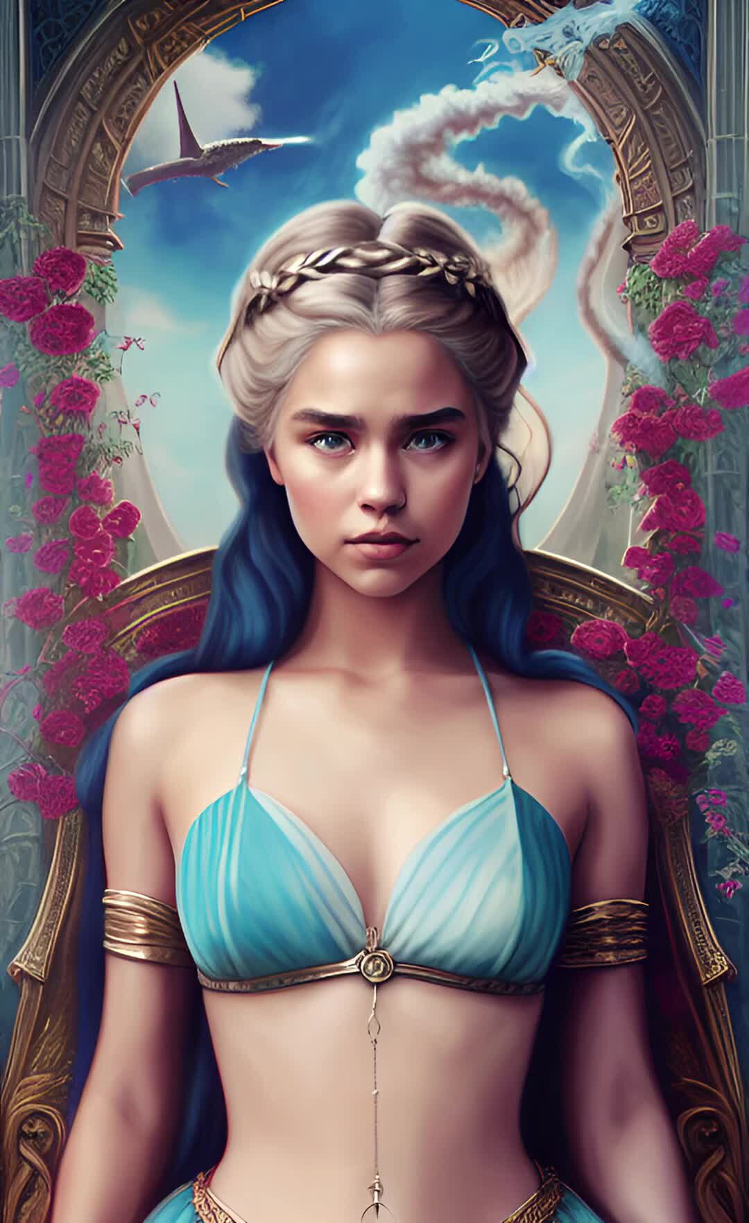 <b>Daenerys</b> Targaryen, <b>Дейенерис</b> Таргариен, мать драконов в бикини в стиле фло...