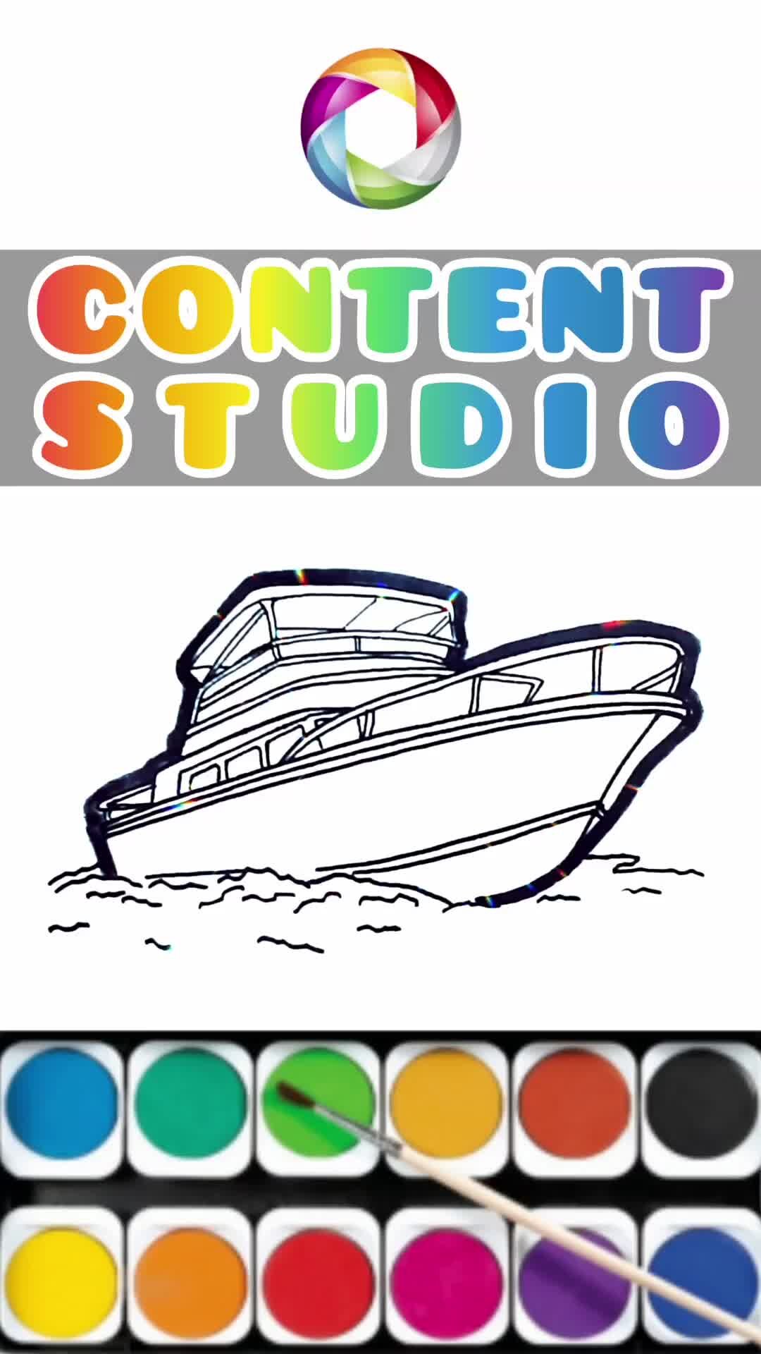 CONTENT STUDIO | Катер - простой рисунок для начинающих #творчество  #художество #искусство #акварель #гуашь #блеск #раскраски #краски #обучение  #дети | Дзен