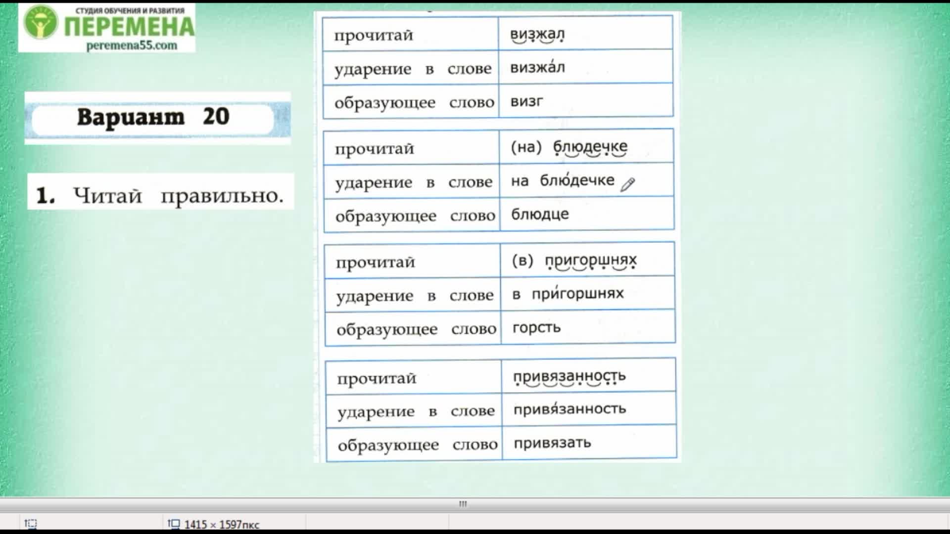 Чтение работа с текстом вариант 20