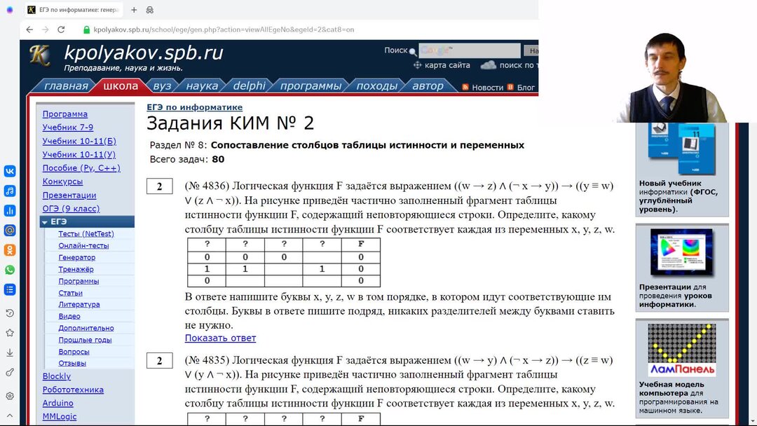 Поляков информатика генератор. Логические функции ЕГЭ Информатика. Информатика ЕГЭ логическая функция задается выражением x y z w x w.