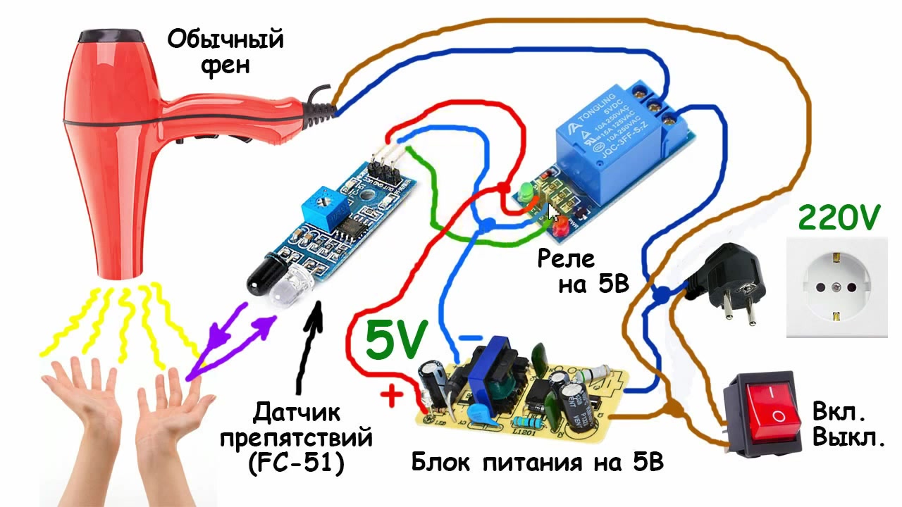 Схема сушилки рук