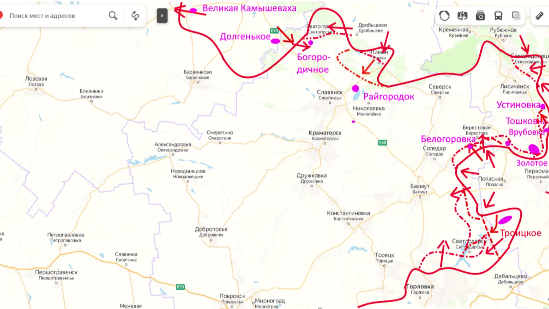 Попасная карта боевых действий