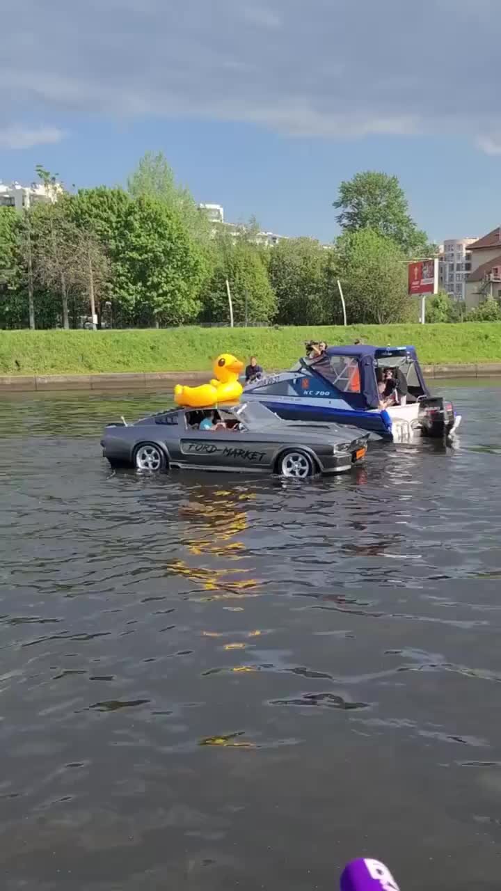 Газета.Ru | Водоплавающий Ford Mustang с уткой на крыше задержали на реке в  Петербурге. С нарушителем провели профилактическую беседу. Владельца  необычной лодки привлекут к административной ответственности. | Дзен