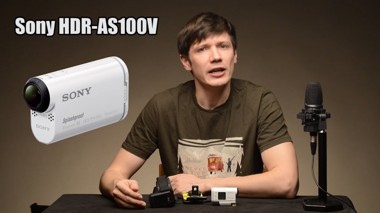 V обзор. Sony HDR-as100v, 18.9МП, 1920x1080. Масленников рекламирует экшн камеру от сони видео.