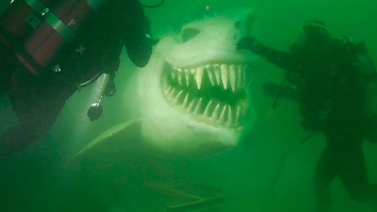 Подводная скульптура в Невшательском озере акула