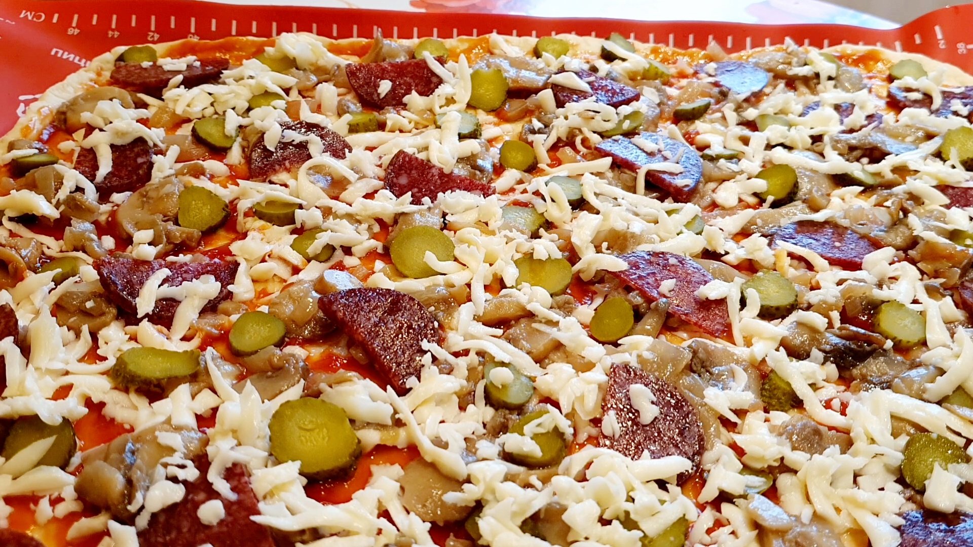 рецепт на пиццу начинка с шампиньонами фото 51