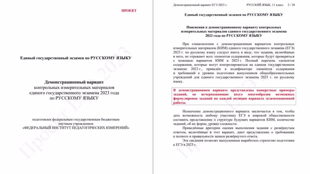 Проект демоверсии по русскому языку 2025