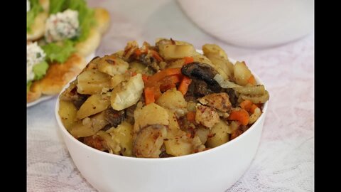 Картофель с курицей и грибами в духовке - Пошаговый рецепт приготовления блюда