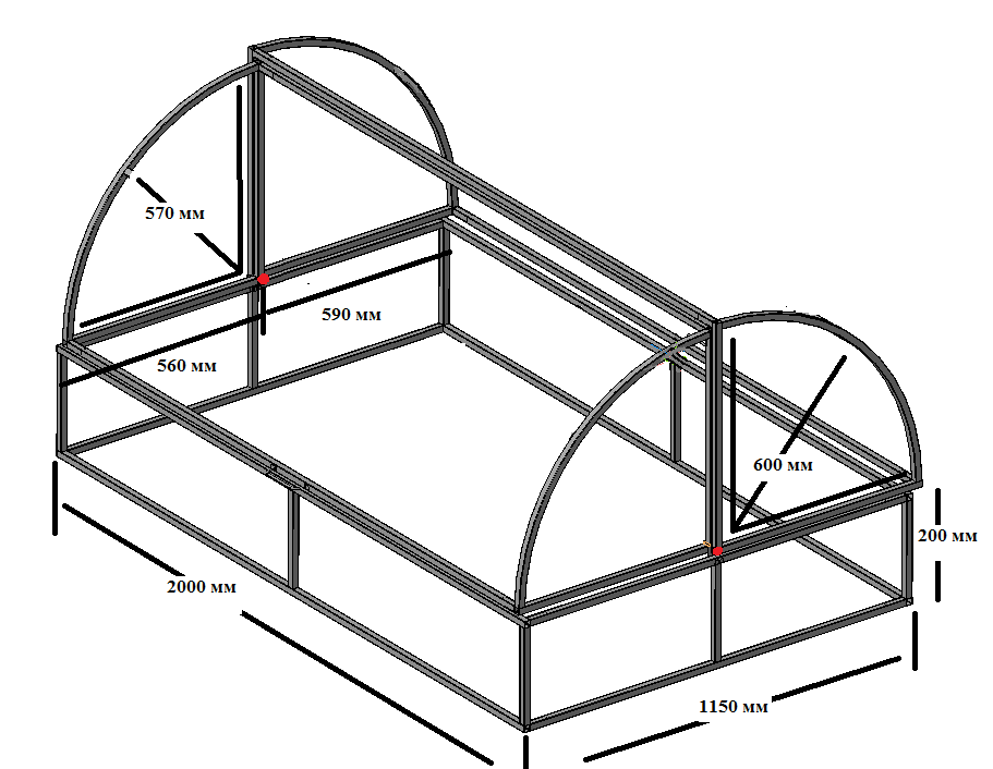 Чертёж парника хлебница из профильной трубы 20-20 с размерами. Парник хлебница чертеж каркаса. Чертёж парника хлебница из профильной трубы 20-20. Парник хлебница чертеж с размерами.