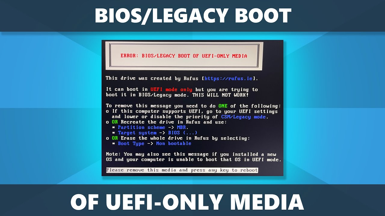 Rufus legacy bios. Ошибка Error: BIOS / Legacy Boot of UEFI-only Media. BIOS Legacy Boot of UEFI only Media. Ошибка Error BIOS Legacy Boot. Rufus Legacy Boot.