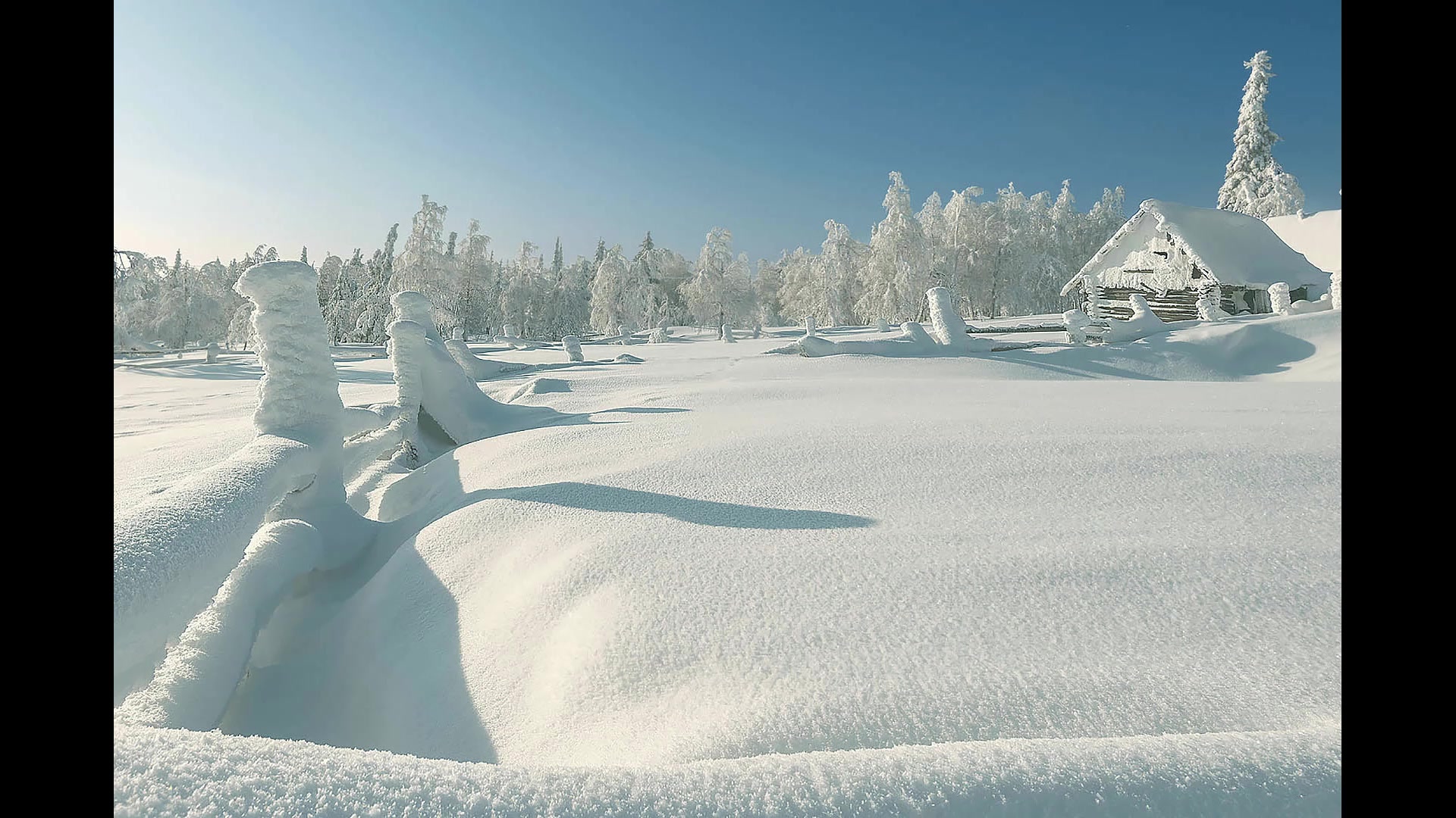 Деревня снег