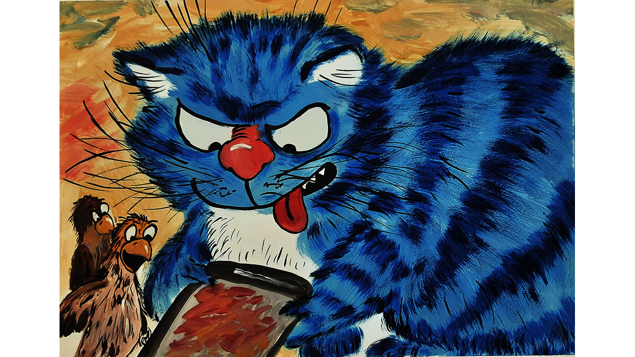 Синие коты рины резнюк. Коты минской художницы ирины зенюк. Синий кот мультяшка. Аниме фейри тейл хэппи. Синие коты.