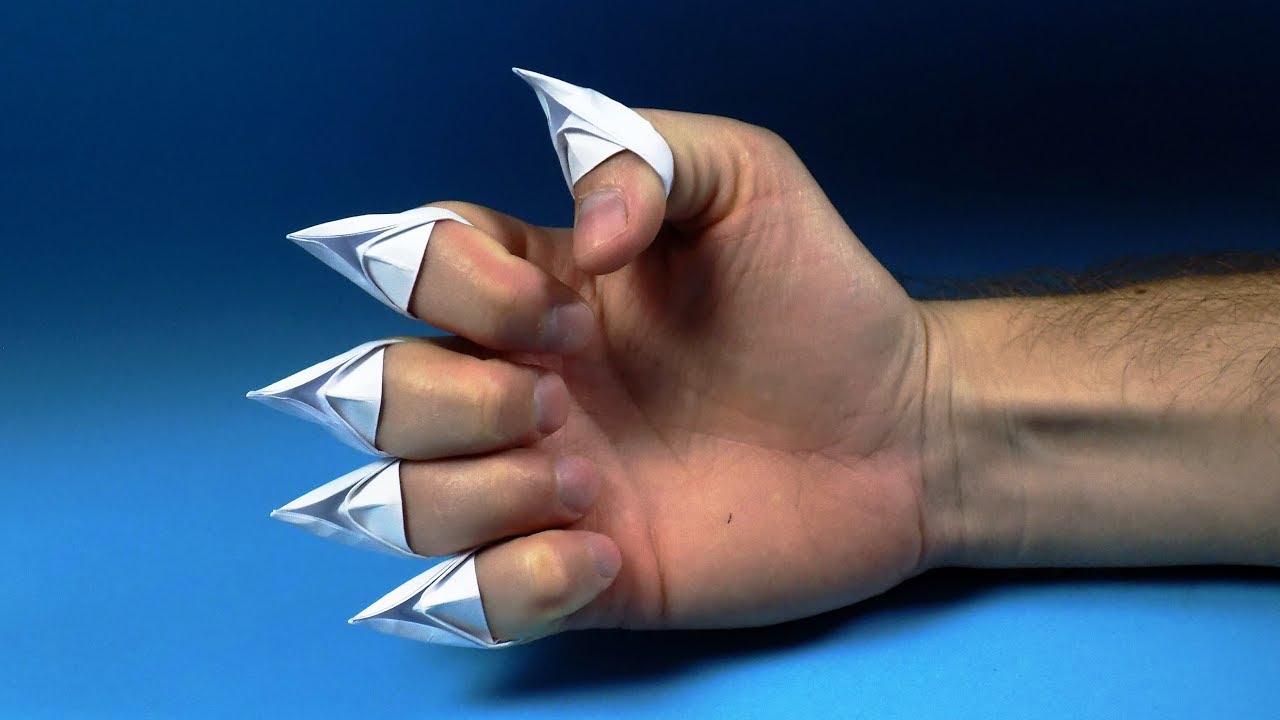 Коготь из бумаги видео. Оригами когти. Когти из бумаги. Когти из бумаги оригами. Туториал на бумажные когти.