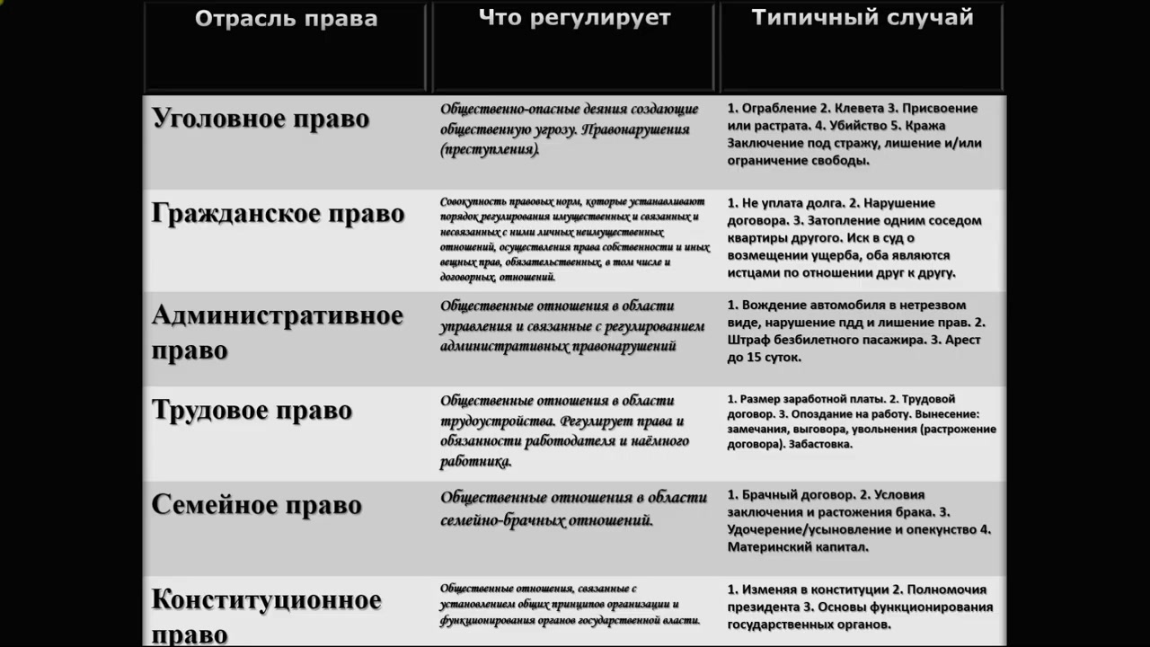 Презентация отрасли российского права обществознание