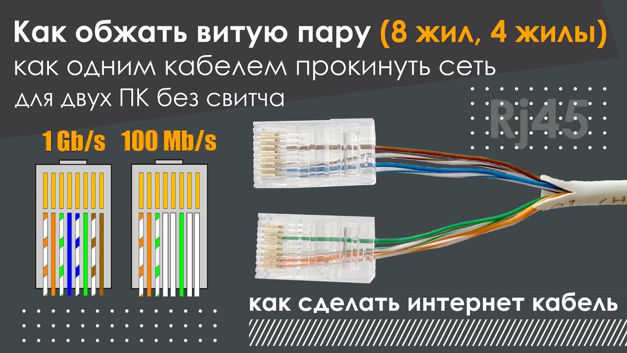 Обжать витую пару 4 жил схема