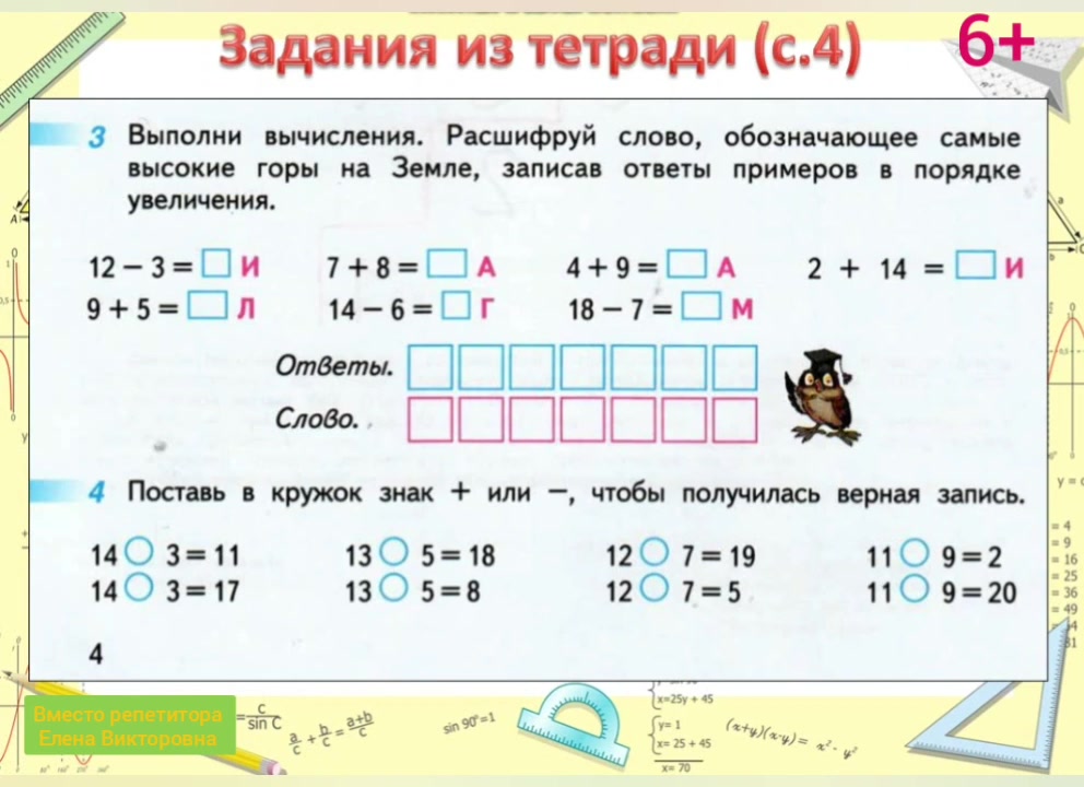 Конспект урока сложение и вычитание чисел