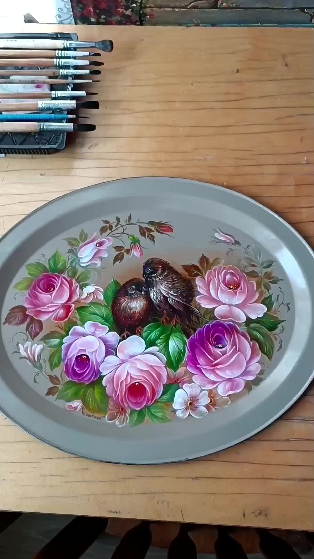 Жостово Арт Студия | Живопись | Мастер-классы | Розы и две птички ...