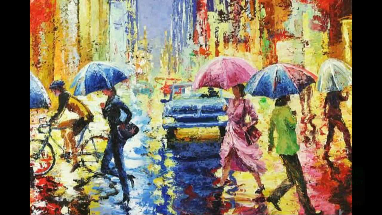 Зонтики сканворд. Дождь в городе картины художников.