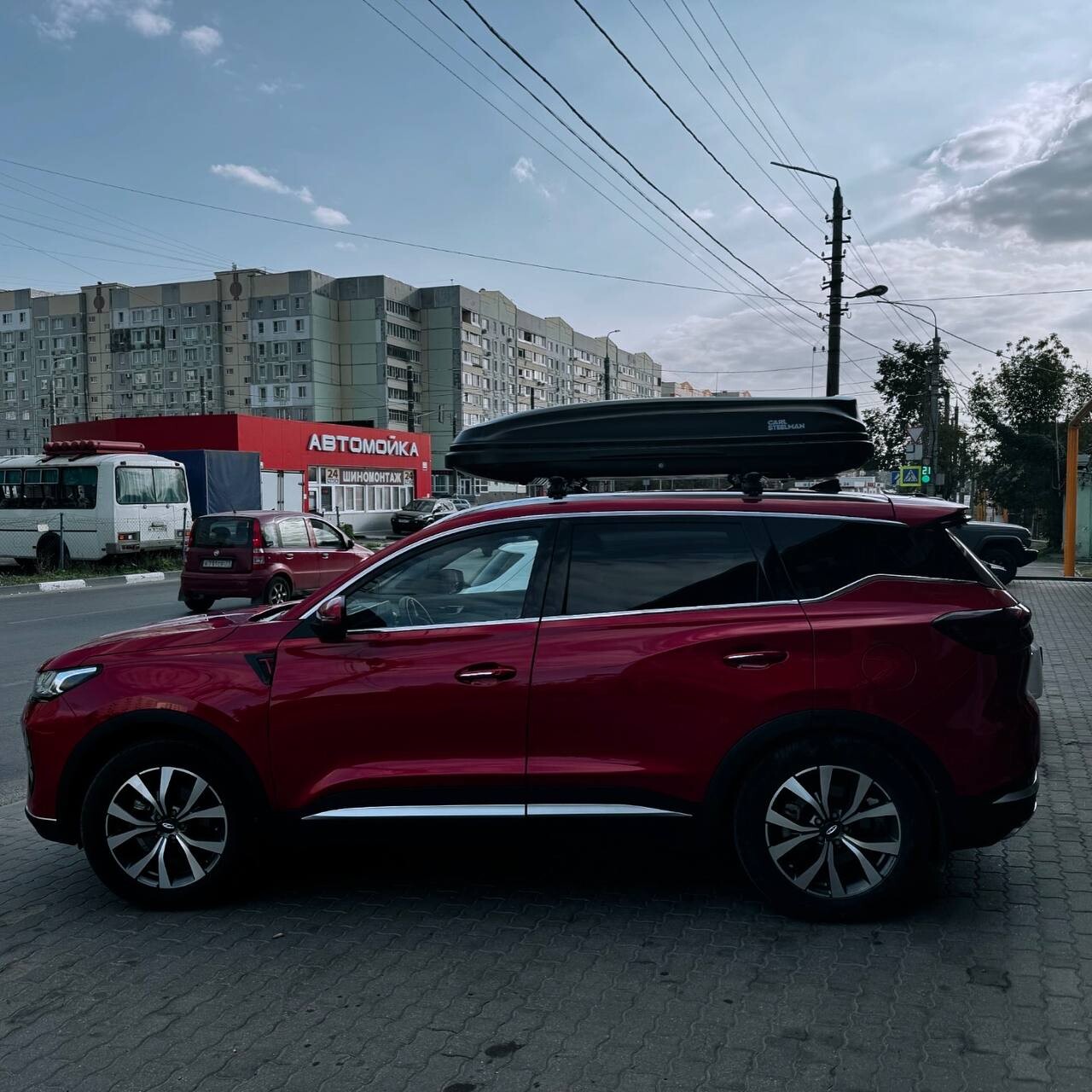 Установка багажника и автобокса 470л на Chery Tiggo 7 Pro Max в Туле