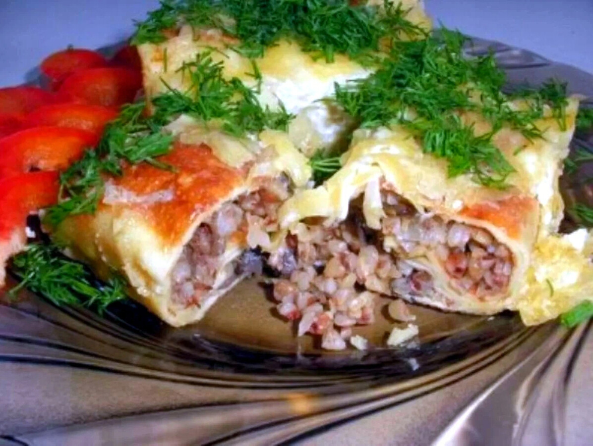 Блины с гречкой и грибами