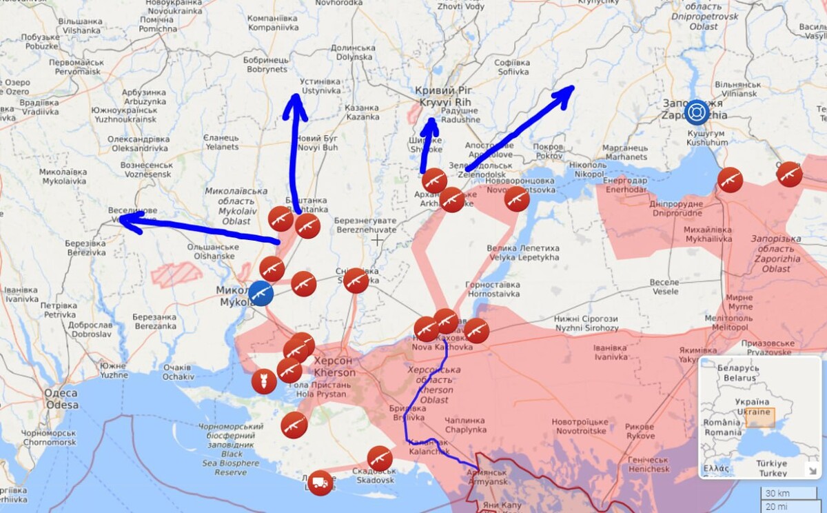 Херсонское направление карта боевых действий