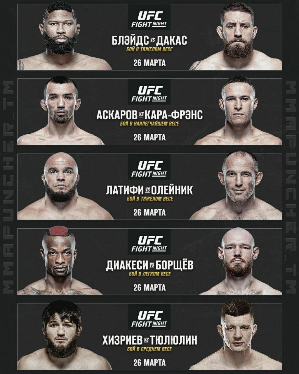 Ufc 300 полный кард участников