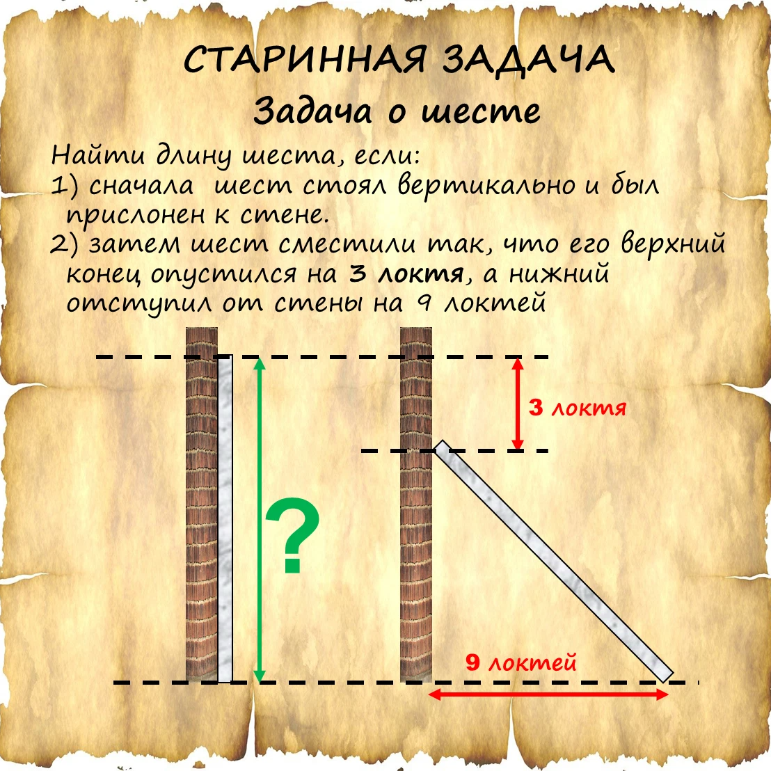 К вертикальной стенке прислонили лестницу длина лестницы. Как сделать чтобы шест стоял вертикально. Как соединить 2 шеста по длине.