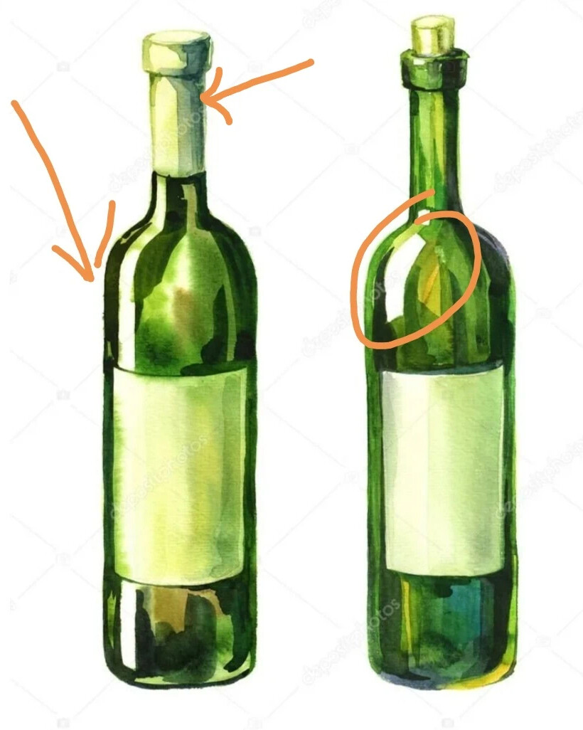 Зеленая бутылка акварелью