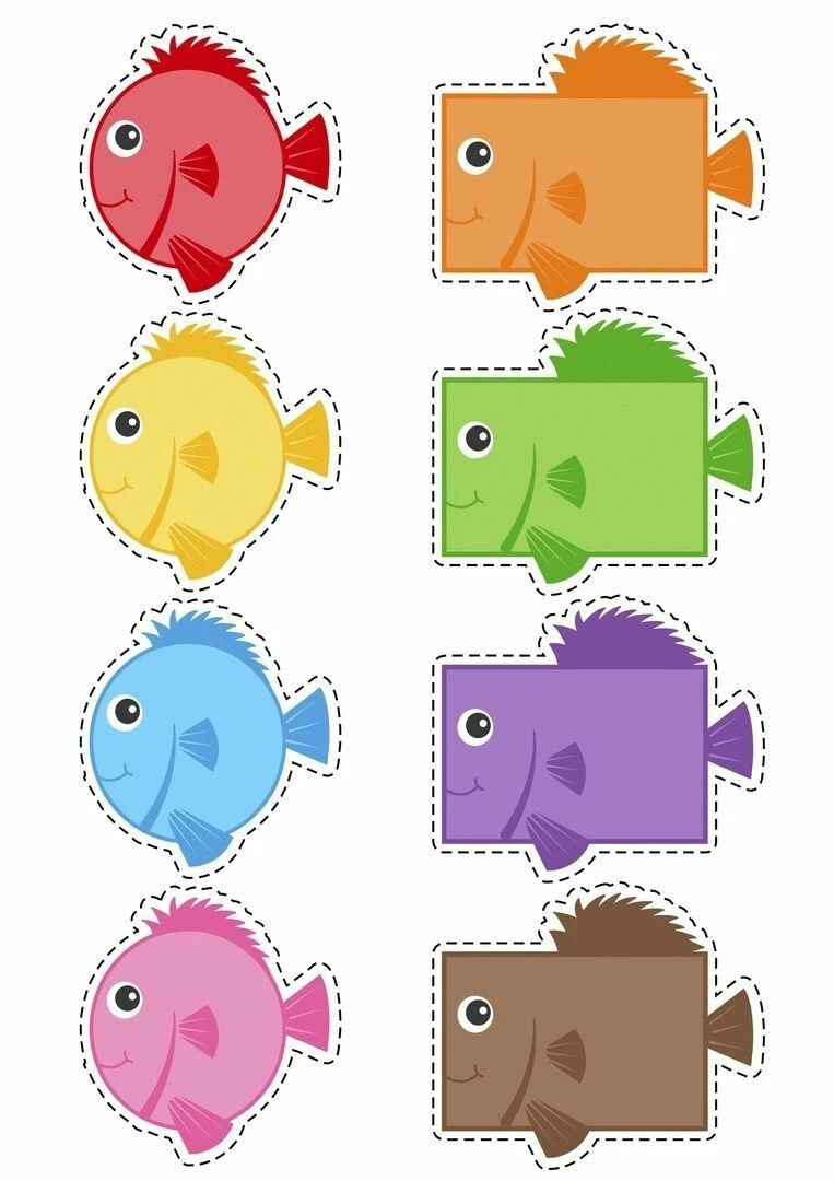 Рыбки разных геометрических фигур для детей