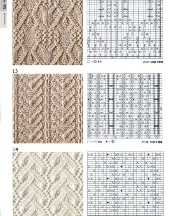 Узоры японские для вязания на спицах с образцами и с полным описанием