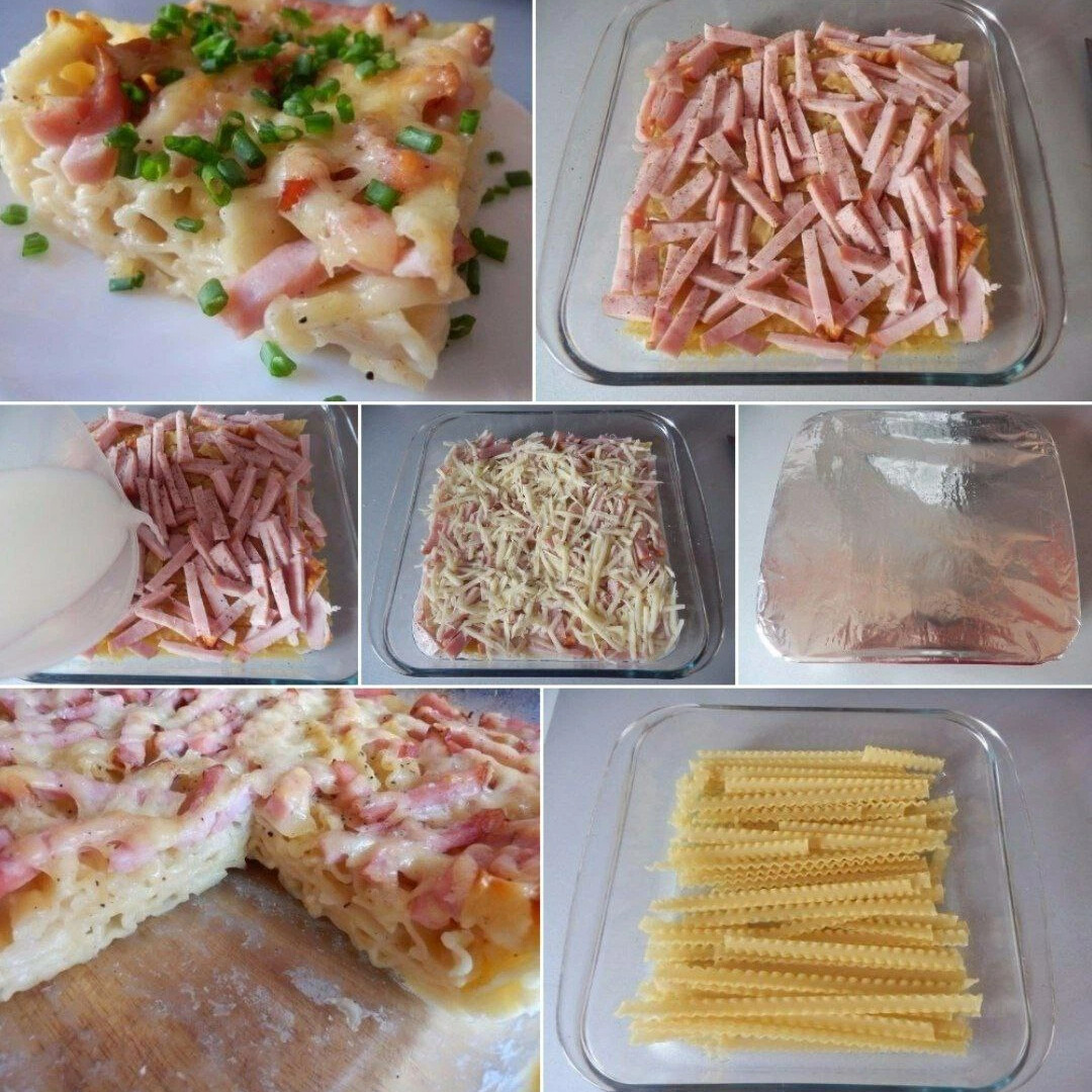 Запеканка из макарон с ветчиной и сыром