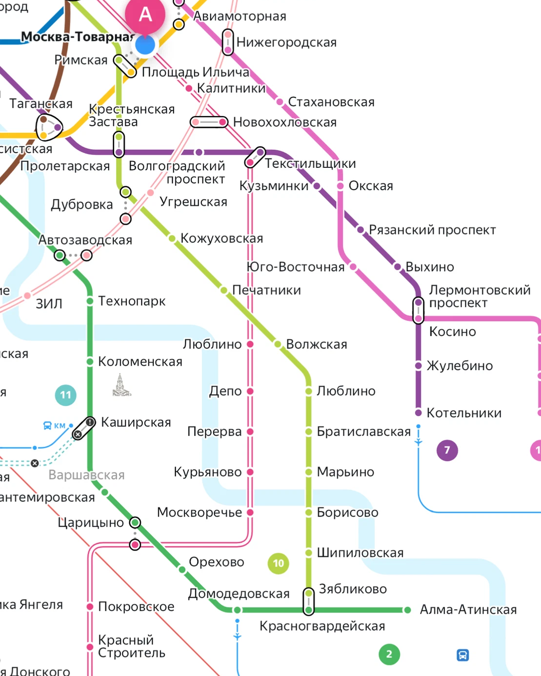 Метро стахановская на схеме метро