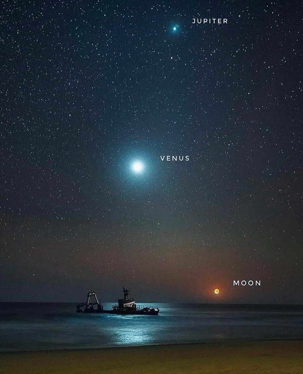 Юпитер на ночном небе
