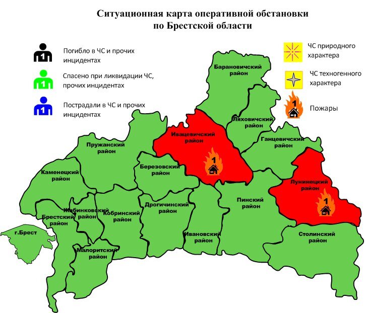 Карта брестской области по районам