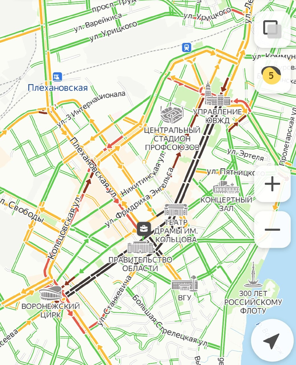 Дублёр Московского проспекта в Воронеже на карте