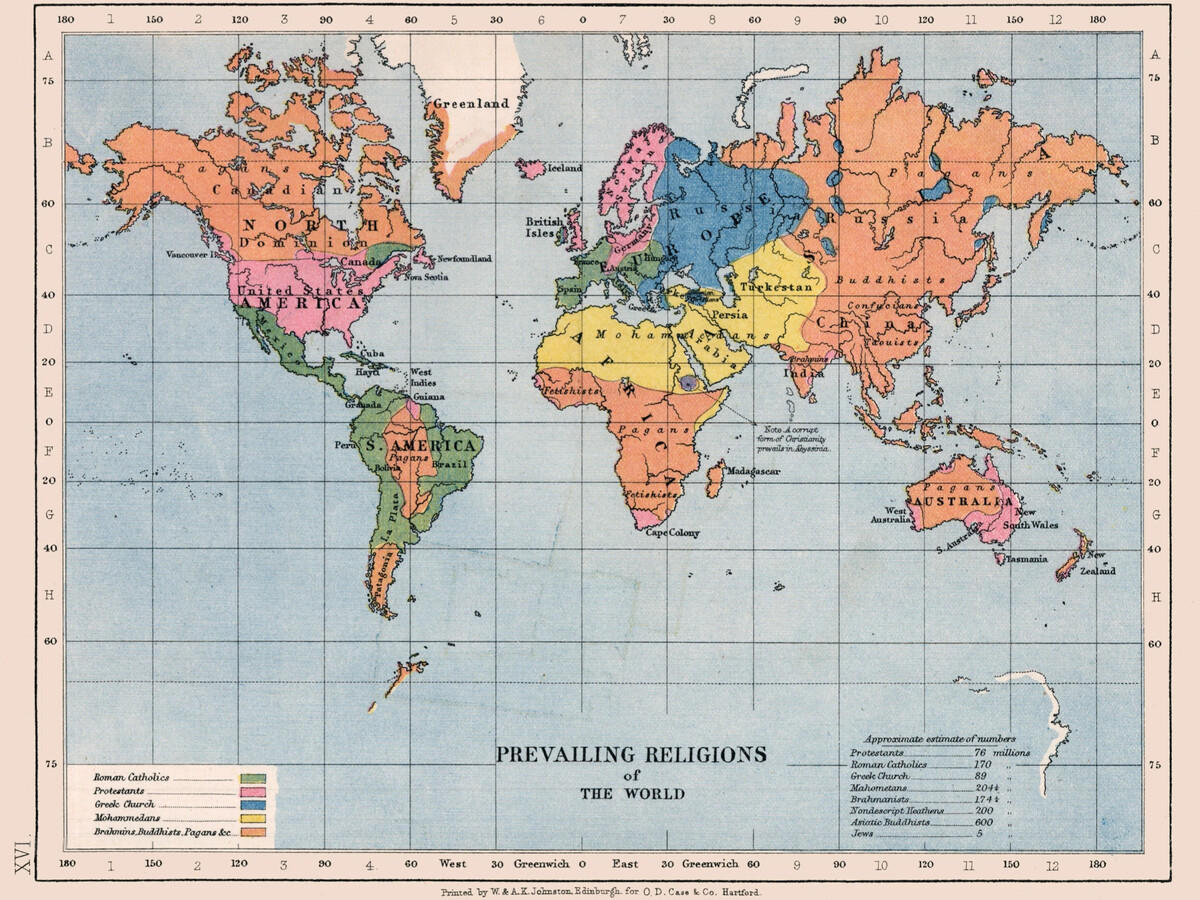 Карта мира по религиям