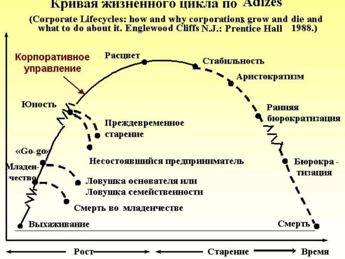 Цикл неизбежности. Стадии жизненного цикла компании по Адизесу. Теории жизненного цикла организации (ЖЦО). Адизес этапы жизненного цикла организации. Ицхак Адизес кривая жизненного цикла.