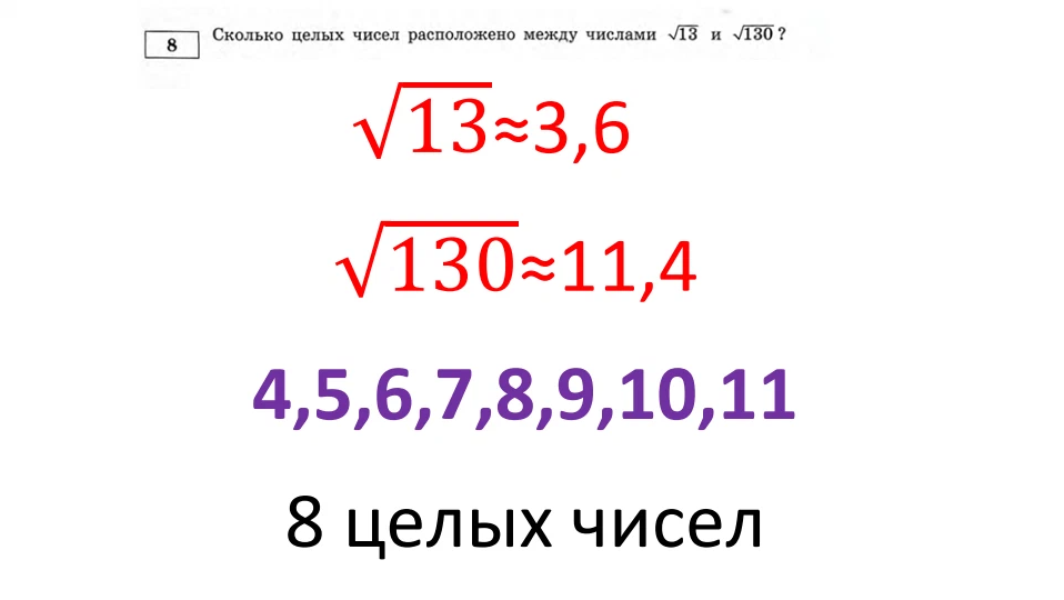 Корень y 13. Сколько целых чисел расположено между. Количество целых чисел расположенных между корнями. Сколько целых чисел расположено между корень из 13 и корень из 130. Сколько целых чисел расположено между числами корень из.