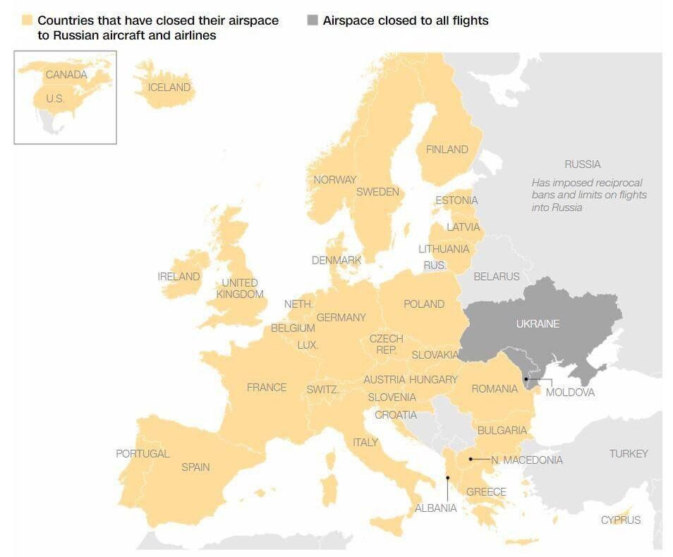 Карта закрытых стран для россии