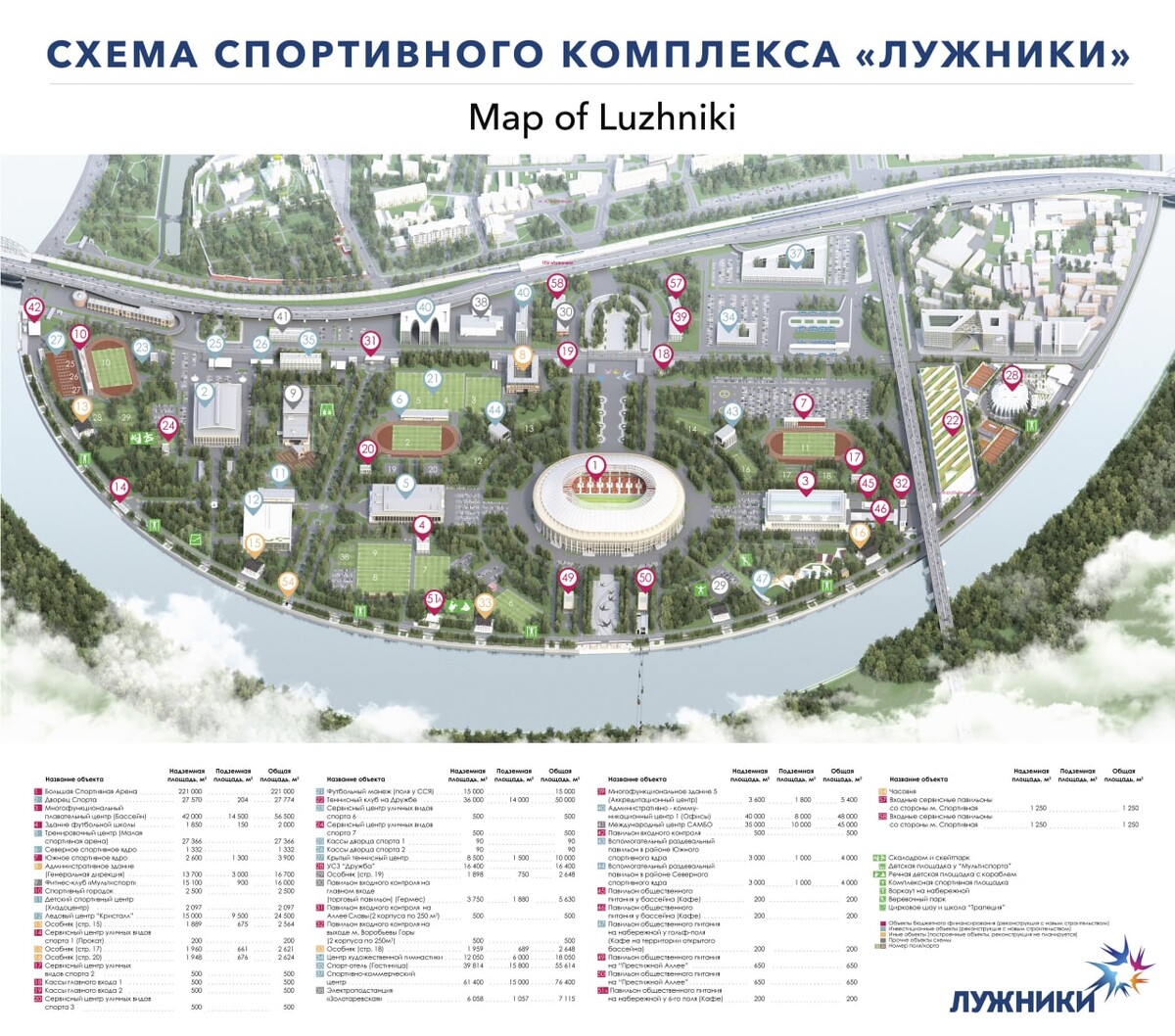 Схема лужников территории с кпп и проходной