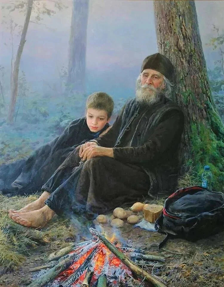 Картина старцы и девушка